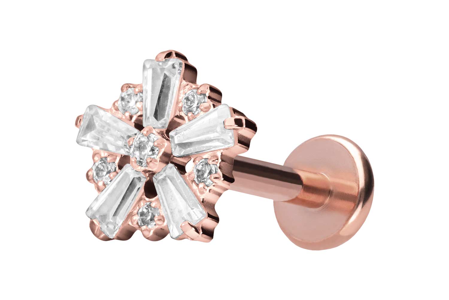 Titan Labret Piercing mit Push Fit SCHNEEFLOCKE